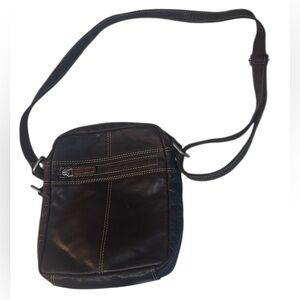 Jack Georges' Brown Leather SLIM ZIPPERED CROSSBODY Bag